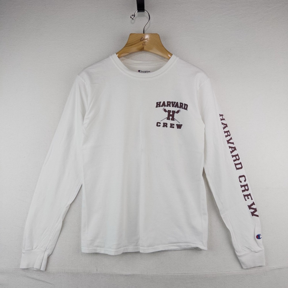 Champion Harvard Crew Long Sleeve T-shirt Oars Graphic Men's Small White